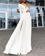 Load image into Gallery viewer, Long-Sleeves-Chiffon-Evening-Gowns-For-Bridal-Party
