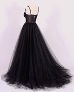 Load image into Gallery viewer, A-line Black Tulle Sweetheart Prom Dresses Lace Appliques-evening dresses-alinanova-coloredwedding

