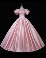 Load image into Gallery viewer, Pink Ball Gown Satin Prom Dresses

