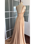Load image into Gallery viewer, Sexy Plunge V-neck Long Chiffon Bridesmaid Dresses With Leg Split
