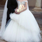 Load image into Gallery viewer, Bling Bling Pearl And Crystal Beaded Wedding Dress Ball Gown Off Shoulder
