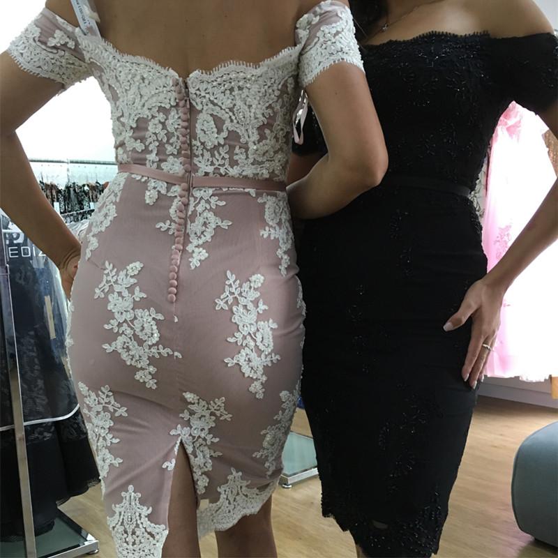 Off The Shoulder Sheath Homecoming Dresses Lace Appliques