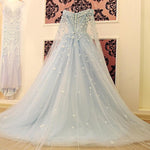 Load image into Gallery viewer, Tiffany Blue / Ivory Lace Lace Off The Shoulder Wedding Dresses
