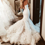 Cargar imagen en el visor de la galería, Sexy Sweetheart Bodice Corset Satin Mermaid Wedding Dresses Organza Ruffles
