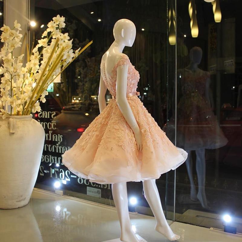 Elegant Pink Lace Appliques Tulle Prom Short Dresses 2022
