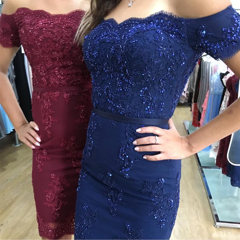 Off The Shoulder Sheath Homecoming Dresses Lace Appliques