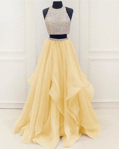 Champagne-Prom-Dresses-2019-Two-Piece-Ball-Gowns