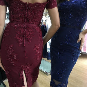 Off The Shoulder Sheath Homecoming Dresses Lace Appliques