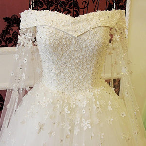 Tiffany Blue / Ivory Lace Lace Off The Shoulder Wedding Dresses