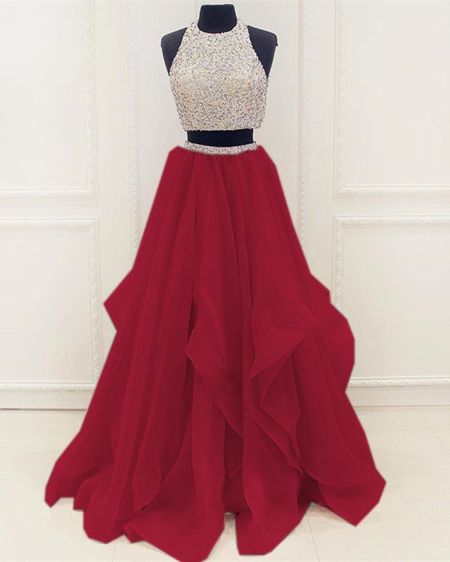 Burgundy-Prom-Gowns-Two-Piece-Dresses-Sequin-Beaded