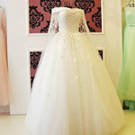 Load image into Gallery viewer, Tiffany Blue / Ivory Lace Lace Off The Shoulder Wedding Dresses
