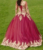 Load image into Gallery viewer, Romantic-Wedding-Dresses-Ball-Gowns-With-Sleeves
