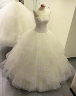 Load image into Gallery viewer, Sequin Beaded Sweetheart Organza Ruffles Wedding Dress Ball Gowns
