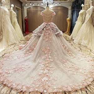 Vintage Floral Lace Flower Wedding Dresses Ball Gowns 2017