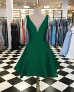 Afbeelding in Gallery-weergave laden, Short-Green-Homecoming-Dresses-A-line-Prom-Gowns
