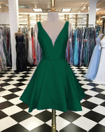 Afbeelding in Gallery-weergave laden, Short-Green-Homecoming-Dresses-A-line-Prom-Gowns
