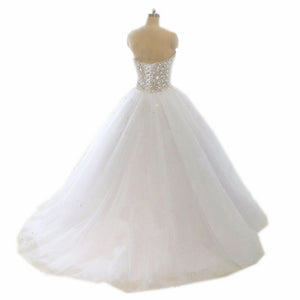Pearl And Crystal Beaded Tulle Princess Wedding Dresses