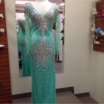 Load image into Gallery viewer, Long Sleeves Crystal Mermaid Prom Dresses 2017
