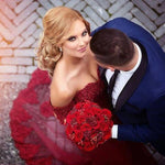 Cargar imagen en el visor de la galería, Elegant Long Burgundy Mermaid Prom Dresses 2019 Lace Appliques
