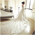 Afbeelding in Gallery-weergave laden, long sleeves lace ball gowns wedding dresses royal train
