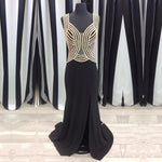 Load image into Gallery viewer, Black Chiffon Cap Sleeves Evening Dresses Mermaid Prom Gowns With
