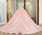 Afbeelding in Gallery-weergave laden, Pink Satin Ball Gowns Wedding Dresses Lace Embroidery And Crystal Beaded

