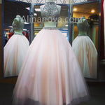 Load image into Gallery viewer, Pearl Pink Organza Ball Gowns Quinceanera Dresses 2017 Two Piece Prom Dresses
