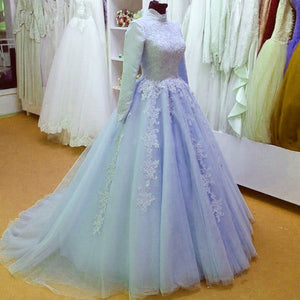 high neck long sleeves Muslim Arabic Wedding Dresses 2022 Vintage