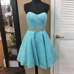 Cargar imagen en el visor de la galería, elegant crystal bead sashes sweetheart lace prom homecoming dresses short
