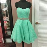 Load image into Gallery viewer, elegant crystal bead sashes sweetheart lace prom homecoming dresses short

