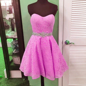 elegant crystal bead sashes sweetheart lace prom homecoming dresses short