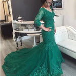 Load image into Gallery viewer, Elegant Lace 3/4 Sleeve Mermaid Evening Dresses
