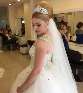 pearl and crystal beaded ivory wedding dresses ball gowns