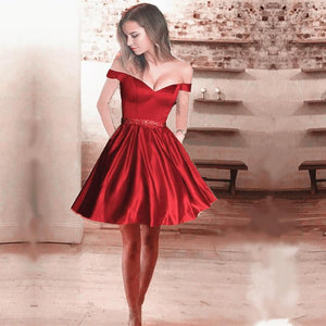 v neck off shoulder prom dress short homecoming dress beaded sashes