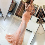 Afbeelding in Gallery-weergave laden, Long Sleeves Open Back Lace Mermaid Prom Dresses
