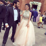 Load image into Gallery viewer, Pearl Pink Organza Ball Gowns Quinceanera Dresses 2017 Two Piece Prom Dresses
