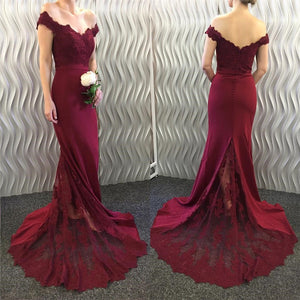Sexy Lace Burgundy Bridesmaid Dresses 2018 Mermaid Long Sleeve Beaded Long Bridesmaid Dress Formal Maid Of Honor