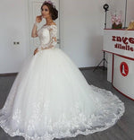 Afbeelding in Gallery-weergave laden, Vintage Long Sleeves Lace Wedding Ball Gown Dresses For Bride

