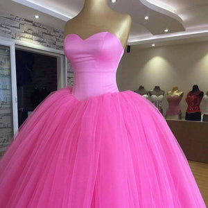 Sweetheart Bodice Corset Tulle Ball Gowns Quinceanera Dress Pink