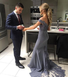 Off The Shoulder Mermaid Evening Dresses Lace Appliques