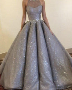 Fully Beading High Neck Tulle Ball Gowns Formal Dresses 2017 Prom Evening Gown