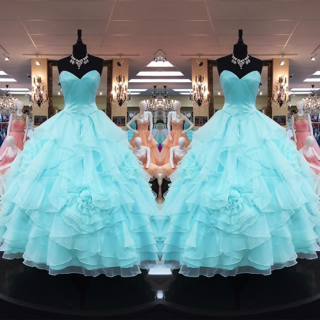 Strapless Sweetheart Organza Layered Ball Gowns Quinceanera Dress