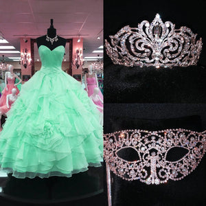 Strapless Sweetheart Organza Layered Ball Gowns Quinceanera Dress
