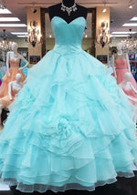 Cargar imagen en el visor de la galería, Strapless Sweetheart Organza Layered Ball Gowns Quinceanera Dress
