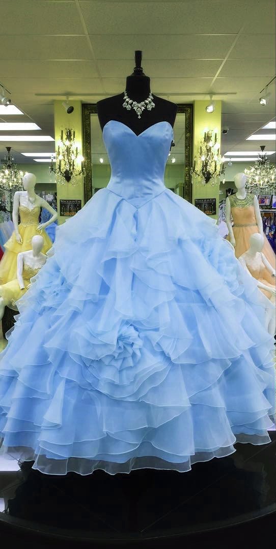 Strapless Sweetheart Organza Layered Ball Gowns Quinceanera Dress