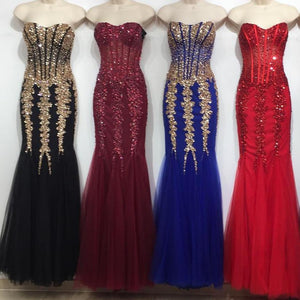 Stunning Beading Sweetheart Bodice Corset Mermaid Evening Dresses Pageant Gowns