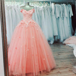Load image into Gallery viewer, Charming Lace Appliques V Neck Pink Tulle Quinceanera Dresses 2017
