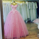 Load image into Gallery viewer, Charming Lace Appliques V Neck Pink Tulle Quinceanera Dresses 2017
