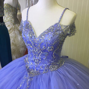 Off The Shoulder Crystal Beaded Ball Gowns Quinceanera Dresses