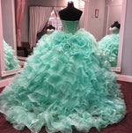 Load image into Gallery viewer, Crystal Beaded Sweetheart Organza Layered Quinceanera Dresses 2017
